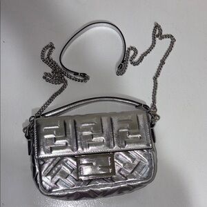 Silver Designer D00p Chain Shoulder Bag